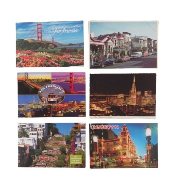 San Francisco Vintage Postcards Set, California Collage Collection 6 Cards - Picture 1 of 10